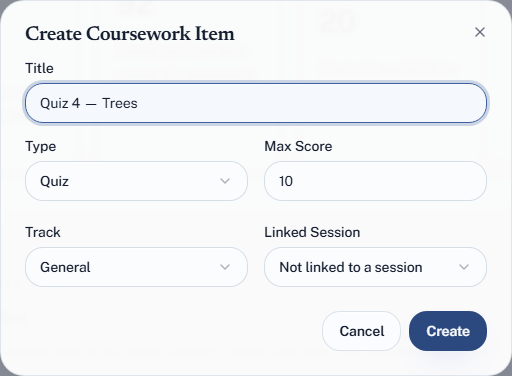 Creating a coursework assessment