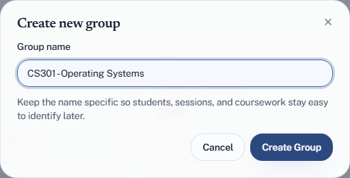 Creating a new group